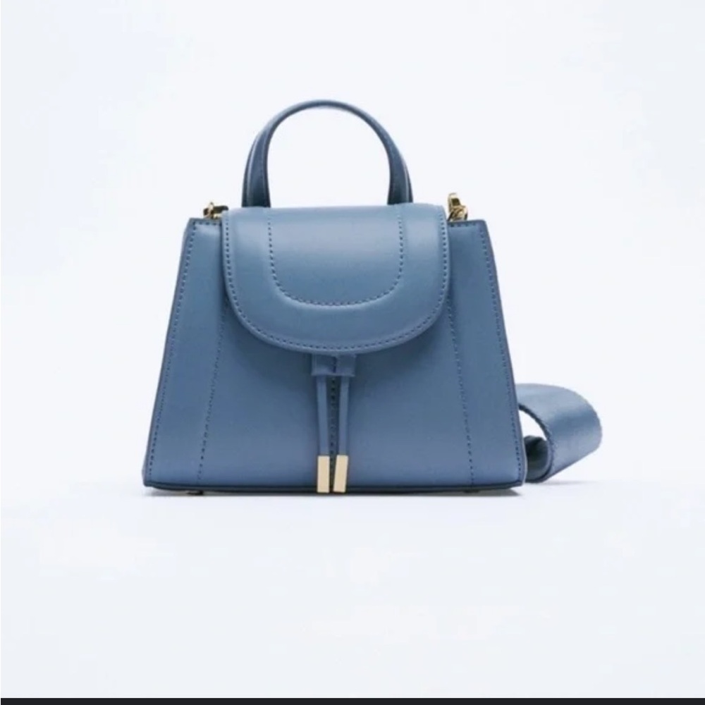 Zara blue structured crossbody bag